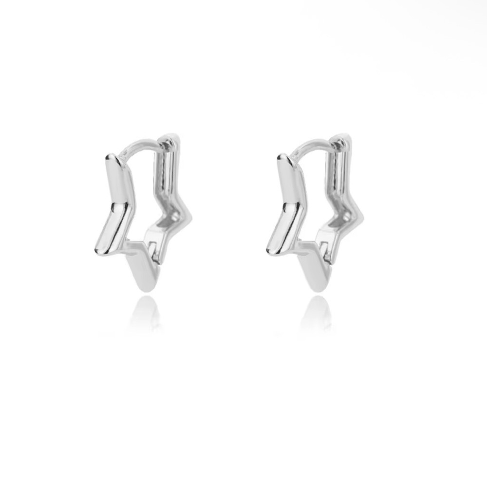 Chic Silver Star Hoop Earrings
